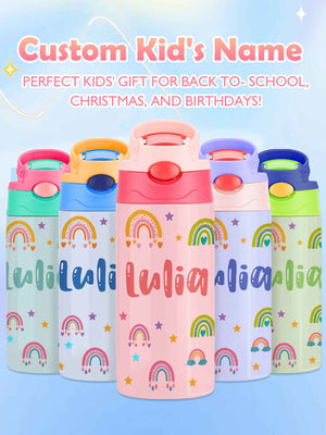 Custom Name Rainbow Stainless Steel Water Cup Children's Day Gift for Kids