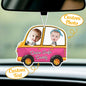 Felt car air freshener with personalised message, ready to hang.