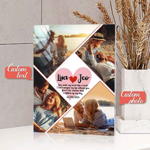 Custom 4 Photo Glass Plaque Personalized Named and Text Plauqe Gift For Lover