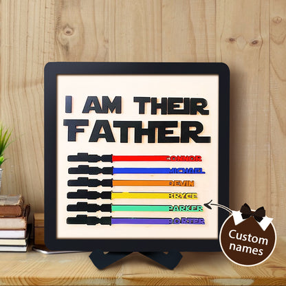 Custom Name Lightsaber Sign - Personalised Father's Day Gift with Wooden Plaque