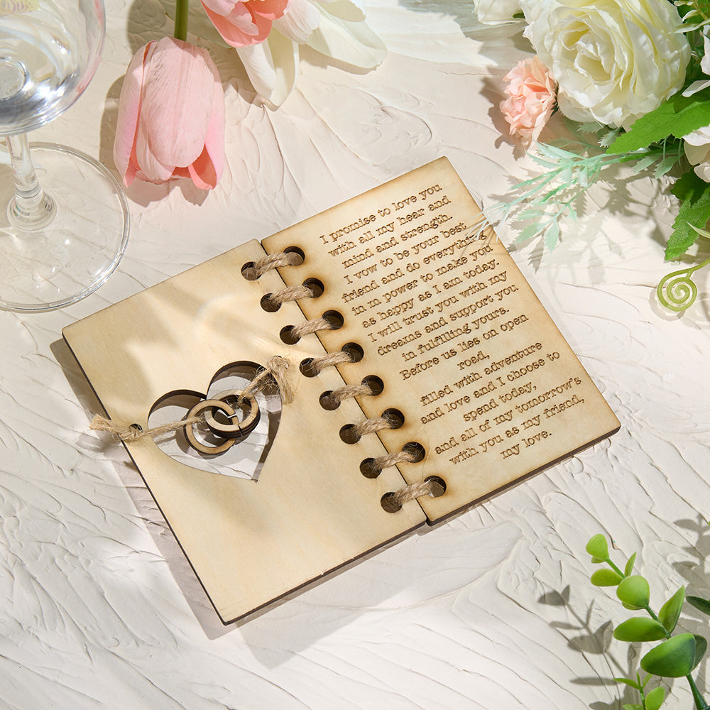 Personalised Wooden Wedding Vow Book - Handcrafted Keepsake Gift for Newlyweds