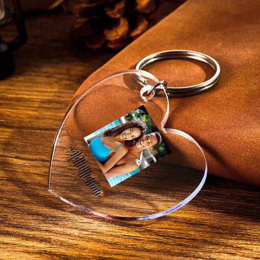 Custom Printed Photo Scannable Code Clear Acrylic Music Keychain