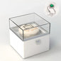 Romantic candlelit reveal of the Bear Cake Ring Box with a flicker effect as the ring rises — cinematic engagement moment
