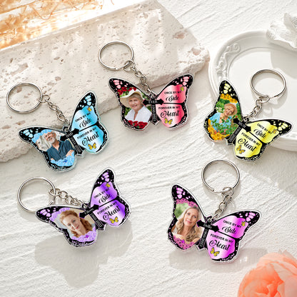 Detail of silver split ring and acrylic edge on personalised memorial keychain – lightweight durable remembrance accessory