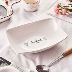 Personalized Name Platters Engraved Flower Tableware Plate