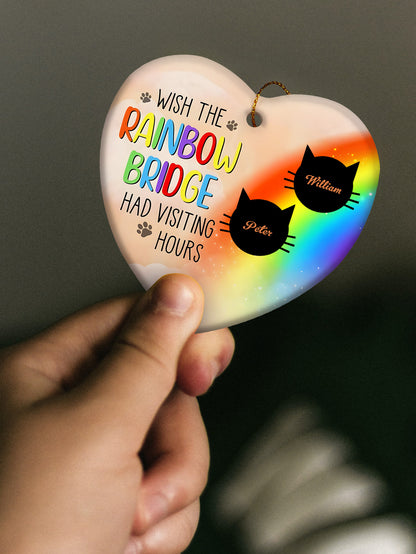 Personalised Heart Cat Memorial Ornament - Rainbow Bridge Visiting Hours Keepsake