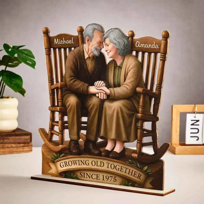 Custom Couple Wooden Ornaments Custom Text 2-Layered Wooden Plaque With Flat Stand Gift For Husband Wife Anniversary Gift