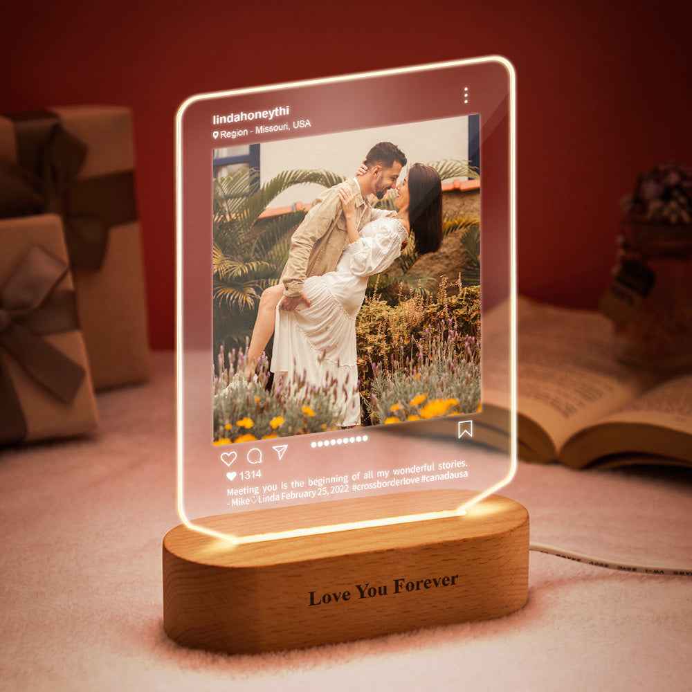 Custom Instagram Night Light with Engraving Base - 14*20CM