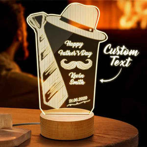 Custom Night Light 3D Name Lamp Tie Lamp Father's Day Gift
