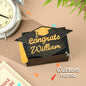 Personalised graduation cap money box with printed name on lid and 30 transparent pockets