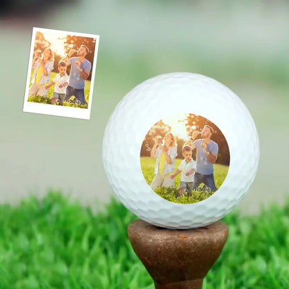 Side view close-up of personalised golf ball detailing print quality and precision dimple design for stable flight