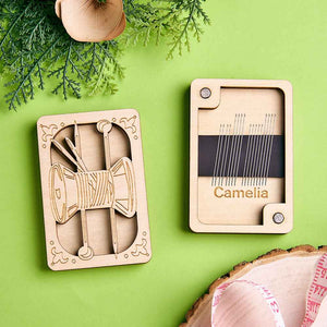 Personalized Wooden Needle Box Holder with Magnet Needle Storage Tool Gift for Craft Lovers