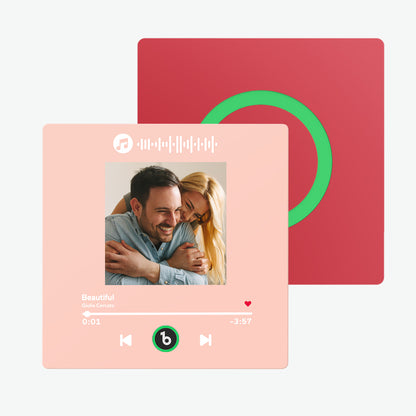 Close-up detail of high-resolution acrylic print on FridgeBeats personalised music magnet — waterproof finish and vivid colour for custom photo magnets