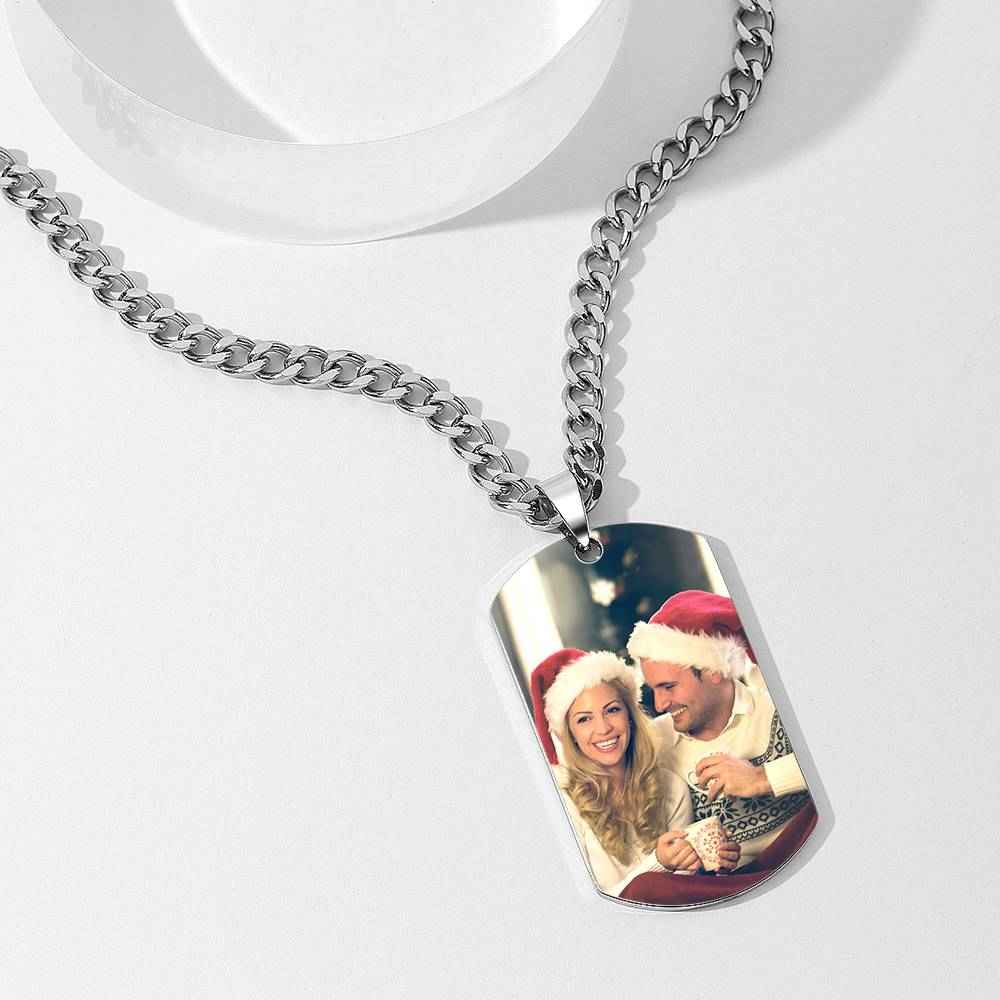 Personalised Engraved Military Dog Tags Photo Necklace For Men