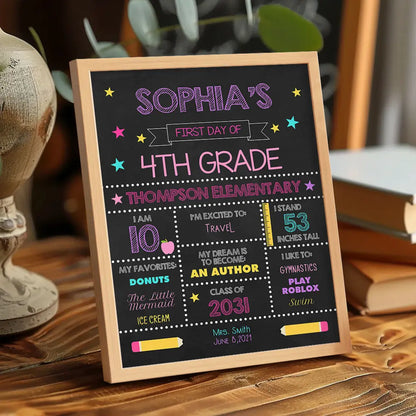 Personalised First Day of School Sign - Custom Wooden Back to School Gift