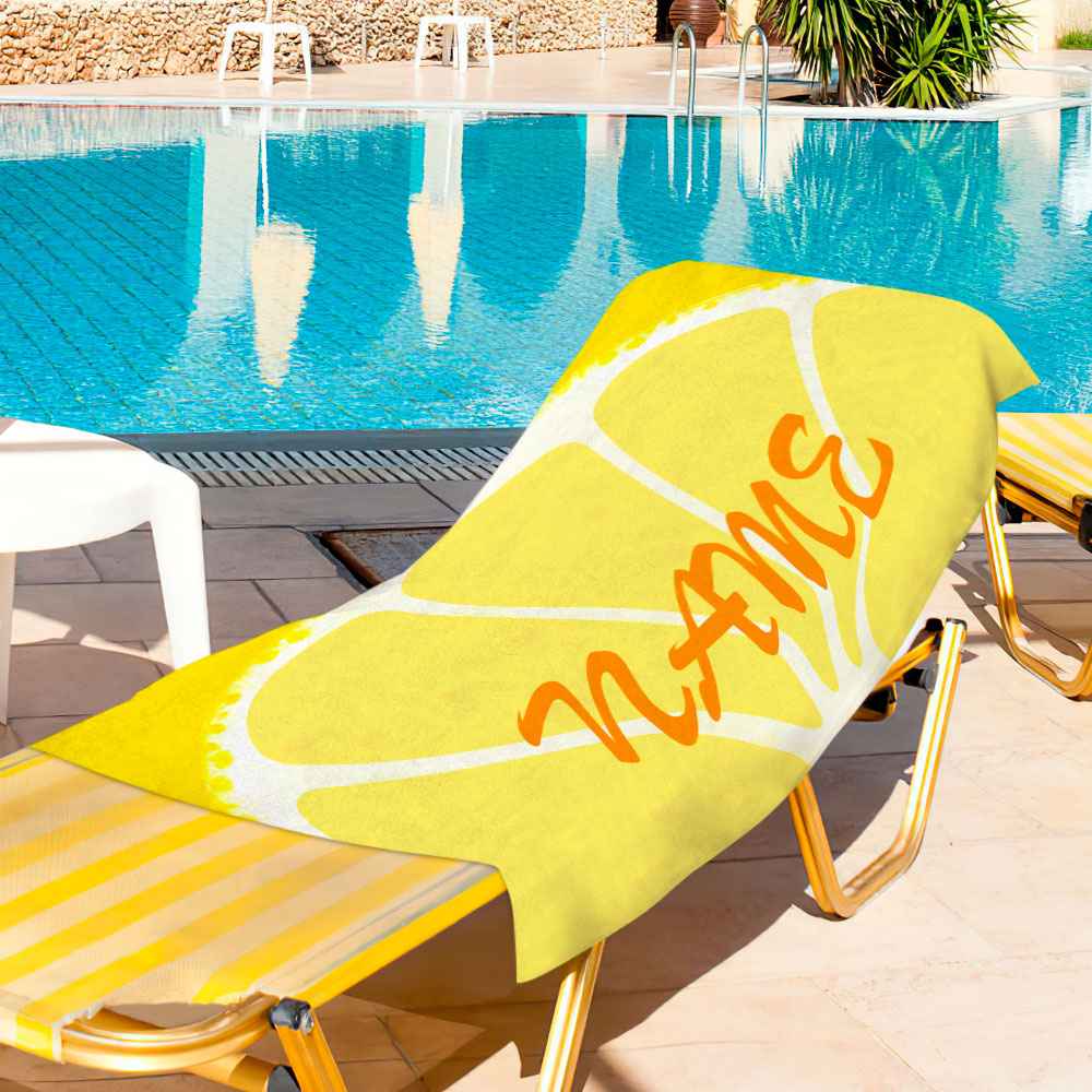 Personalized Name Orange Fruit Printed Beach Towel