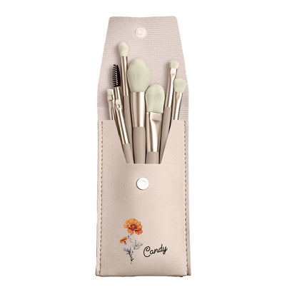 Personalised Engraved Birth Flower Makeup Brush Set | Wedding & Bridesmaid Gift