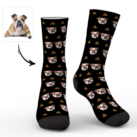 Custom Face Socks featuring a clear dog photo print — personalised dog photo socks perfect as a unique gift for birthdays, Valentine’s or Father’s Day