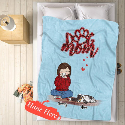 Personalised Name Dog Mum Fleece Blanket - Custom Pet Number Blanket