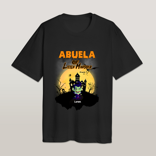Personalised Halloween T-shirt for parents with custom family photo printed on premium cotton – ideal customised Halloween gift and family matching shirt