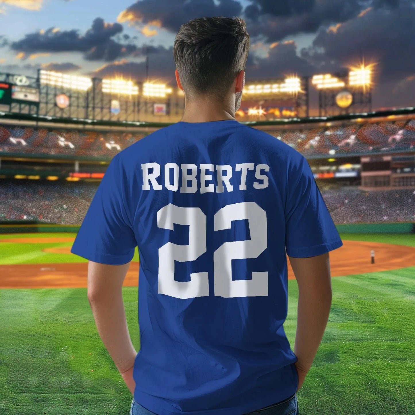 Portrait of youngster in personalised football T-shirt showing fit and front styling — suitable for casual play and training