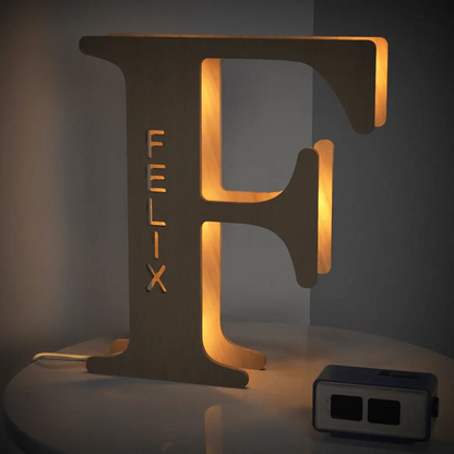 Personalised Wooden Letter Lamp - Custom Name Night Light 19CM - Unique Gift