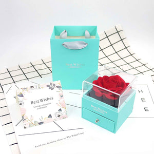 Rose Jewelry Gift Box with Greeting Card and Gift Bag