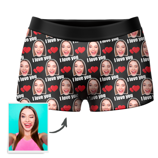 Personalised 'I Love You' Men's Boxer Shorts with Photo Customisation