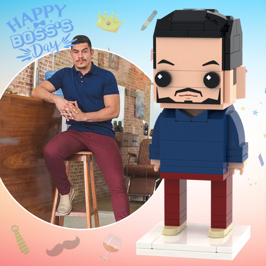 Customisable full‑body 1‑person brick figure on white background – personalised mini block toy, ideal gifts for leaders and mentors