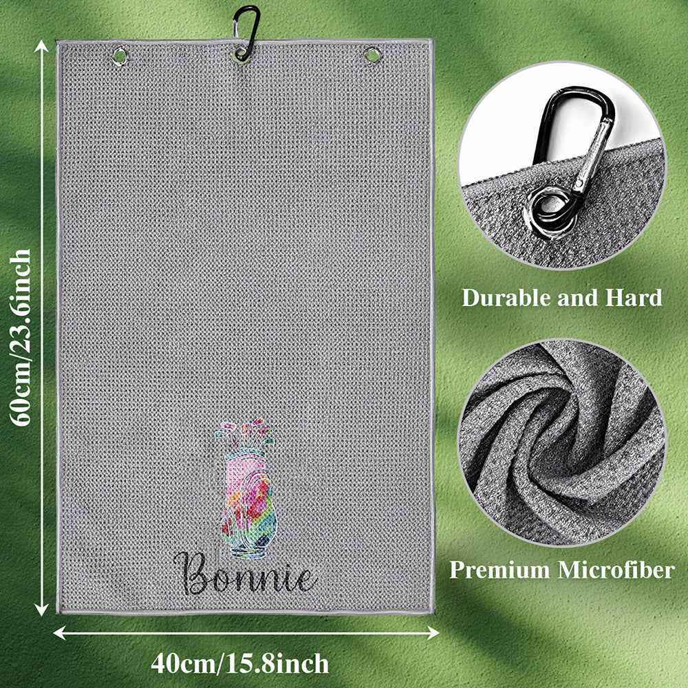 Personalized Golf Towel with Hanging Clip Golfing Clubs Golf Towel Gift for Golf Lovers