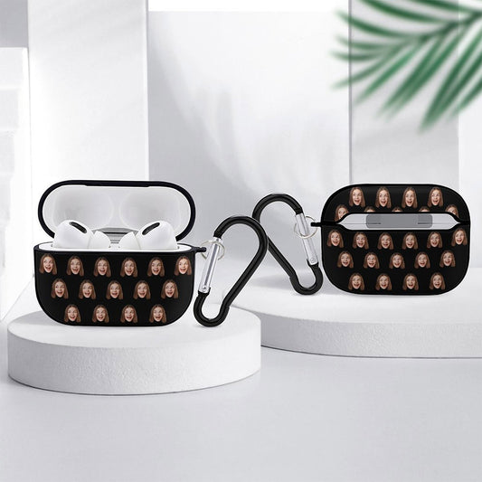 Personalised Photo Gifts: AirPods Pro case with a custom face print, UV-printed on high-quality PC with a metal latch clip.