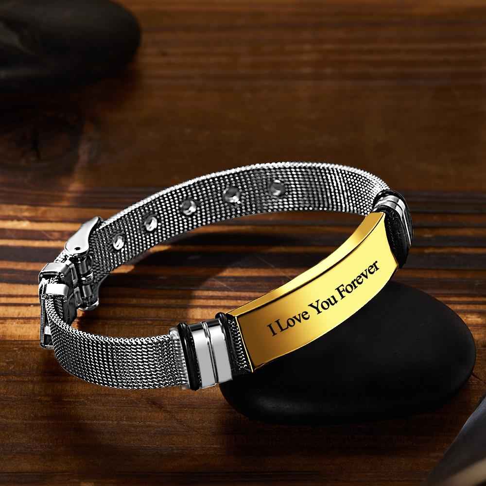 Personalized Engraved Text Black Bracelet