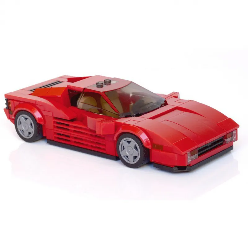 Ferrari Testarossa Creative Building Blocks - Custom Racing Car Brick Set with Figures