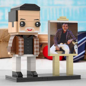 Full Body Custom 1 Person Brick Figures with Frame Personalized Photo Father's Day Gift