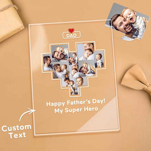 Father's Day Gift Custom Photo Plaque Personalized Glass Nightlight Gift