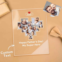 Father's Day Gift Custom Photo Plaque Personalized Glass Nightlight Gift