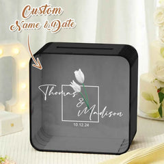 Personalized Wedding Card Box Square Wedding Memory Box Wedding Gift for Couple