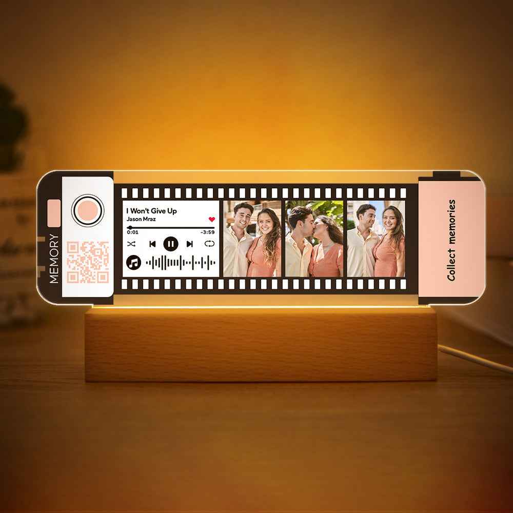 Custom Code Acrylic Music Filmstrip Plaque Night Light Gift For Couples