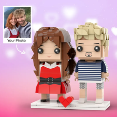 Personalised Full Body 2 People Custom LEGO-Style Figures - Beautiful Scenery Build