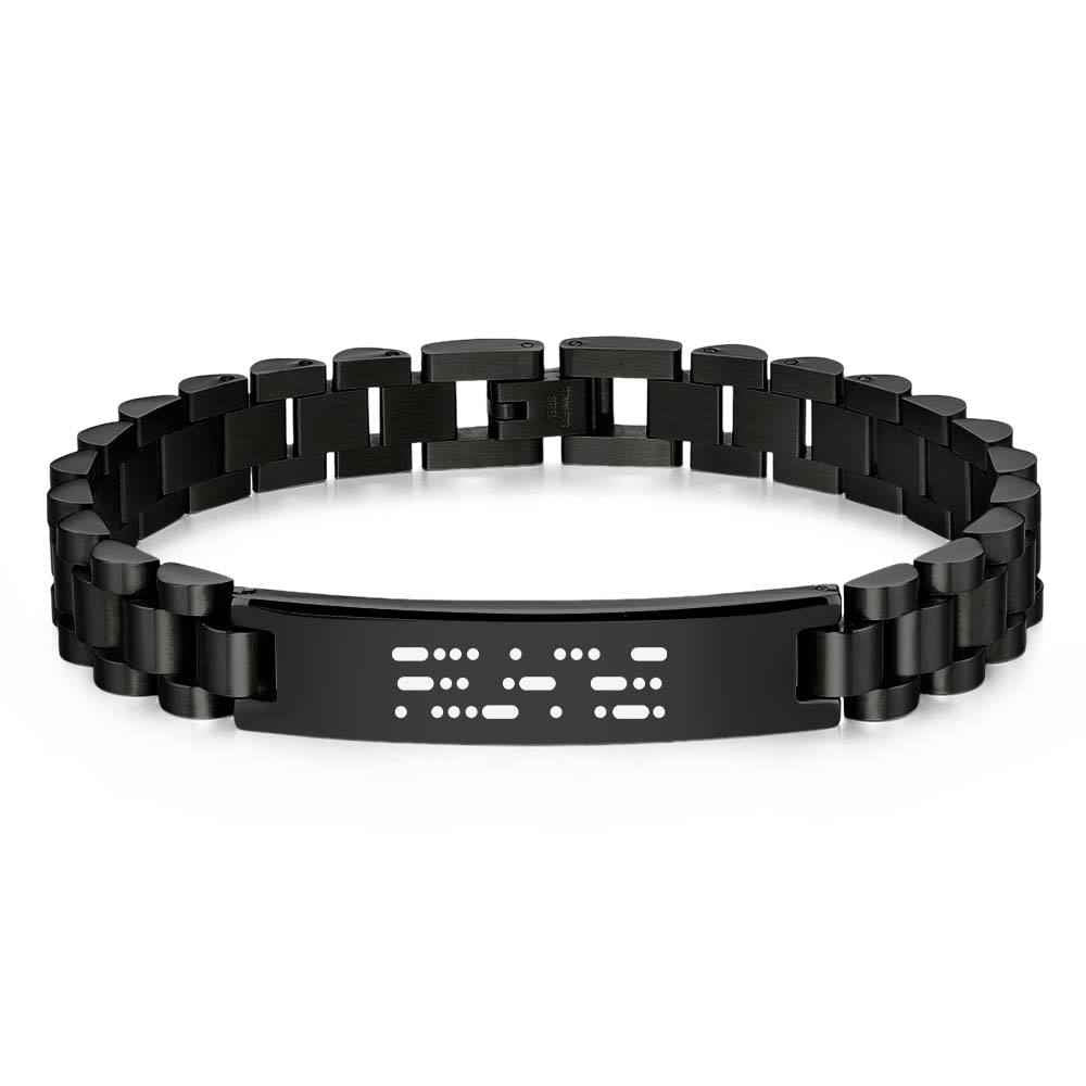 Personalized Engraved Morse Code Men Bracelet Birthday Anniversary Gift for Him