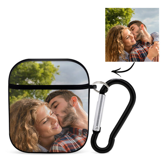 Personalised AirPods case for AirPods 1/2 with keychain, UV-printed design on durable PC material
