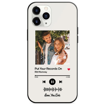 Custom Scannable Music Code Glass iPhone Case - Personalised Photo & Music