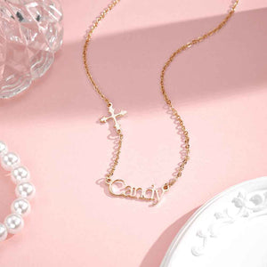 Personalized Name Necklace Cross Religious Jewelry Baptism Birthday Gift for Her
