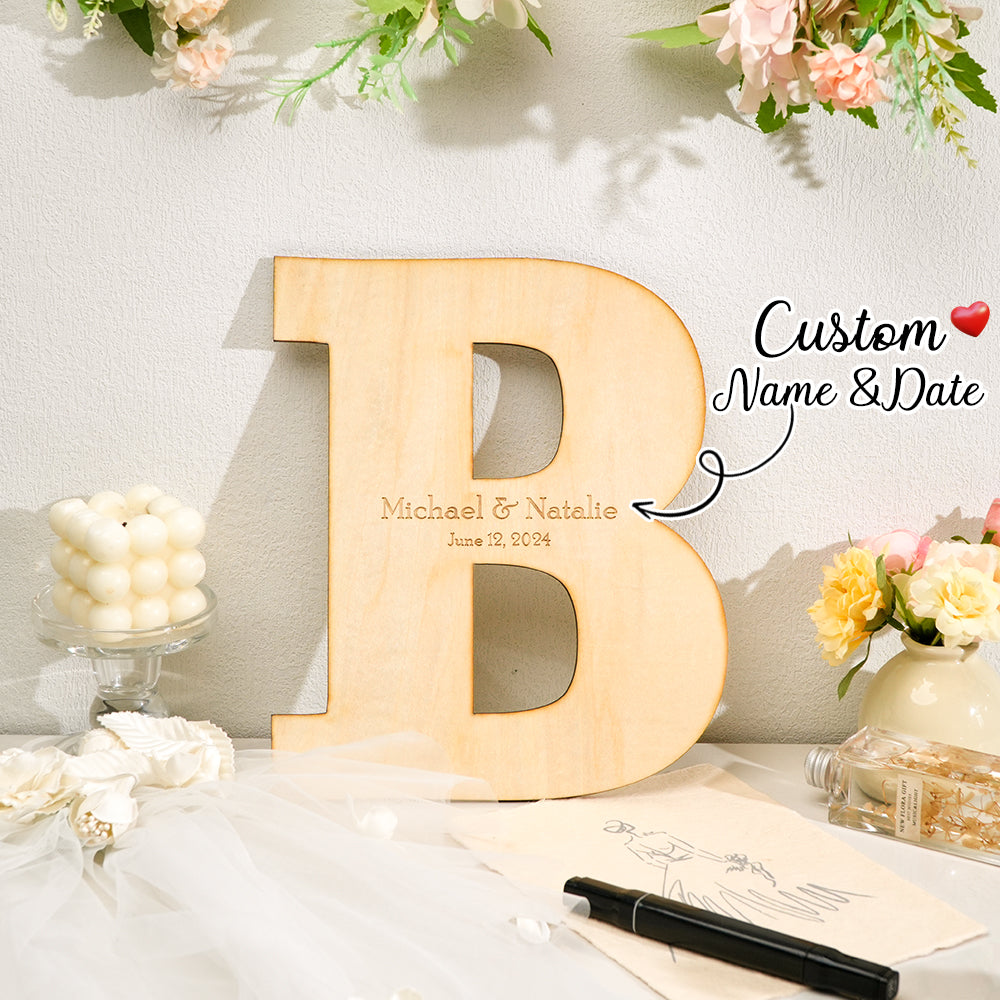 Personalised Wooden Name Sign & Guest Book - Custom Wedding Keepsake