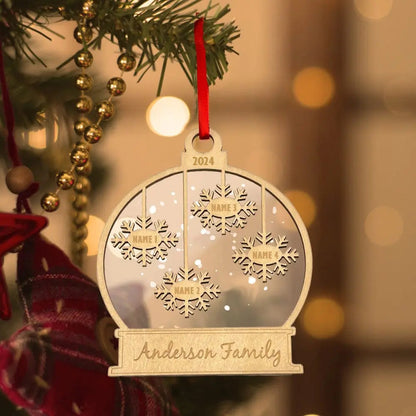 Personalised Wooden Family Christmas Ornament - Custom Engraved Name Bauble