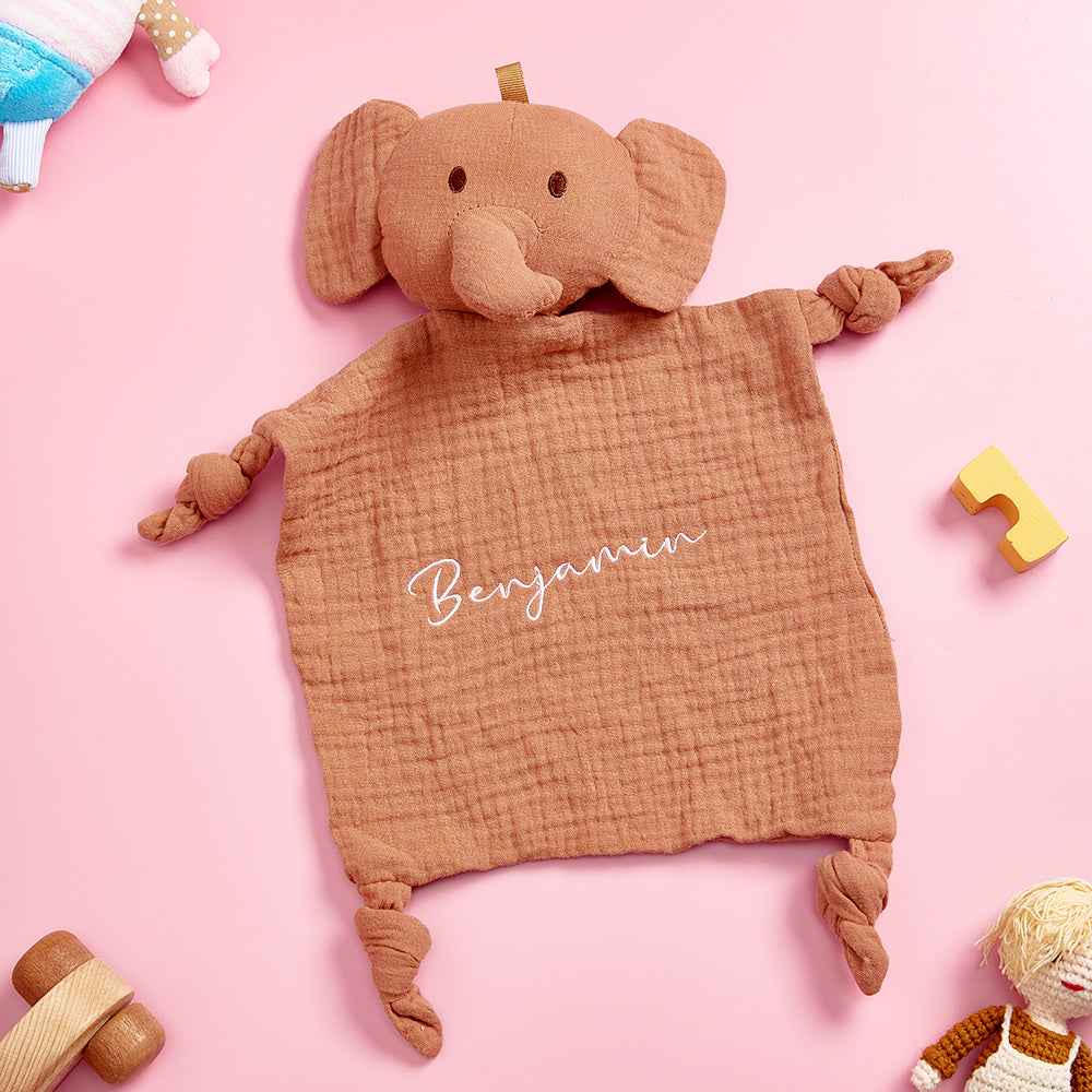 Personalized Baby Soothing Towel Soft Sleeping Animal Towel with Embroidered Name Gift for Baby