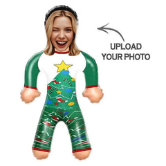 Custom Face Green Christmas Pyjama Set Blow Up Dolls Funny Inflatable Balloon Custom Air Doll for Party Favors Christmas Gifts