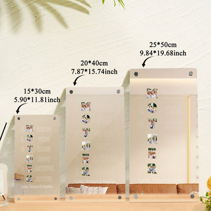 Custom family photo showcased in a personalised mirror light, creating an emotional gift for Mother's Day
