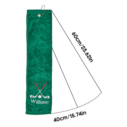 Personalised Embroidered Name Golf Towel with Clip | Gift for Golfers