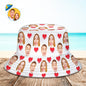 Personalised custom face unisex bucket hat — front view of foldable UV sun hat with structured brim, breathable fabric and vivid heat‑transfer print for reliable sun protection